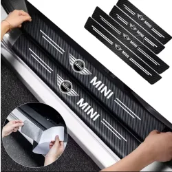 Naklejki Ochronne na Progi Mini – Carbon Look z Logo MINI COOPER - zestaw 4 sztuk
